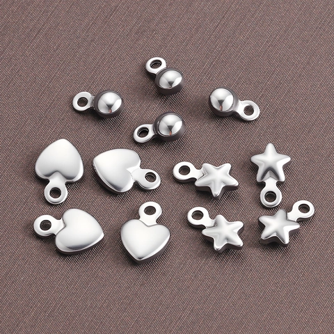 Colgantes de Acero Inoxidable Corazón Estrella Redondo para Hacer Joyas DIY Dije Pulido Espejo para Collar Pulsera
