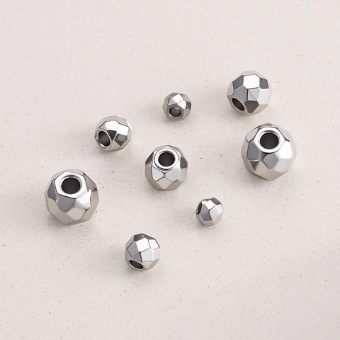 Cuentas Facetadas de Acero Inoxidable Geométricas Pulido de Espejo Cuentas Separadoras para DIY Joyería Collares Pulseras