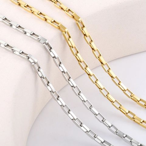 Minimalist Stainless Steel Rectangular Paperclip Link Chain For DIY Jewelry Making Findings Necklace Bracelet Accessories