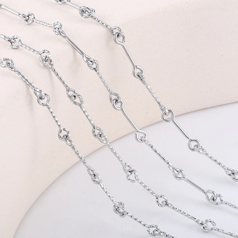 Polished Stainless Steel DIY Jewelry Chain Textured Bamboo Bar Link Non-fading Waterproof Chain For Necklace Bracelet Making