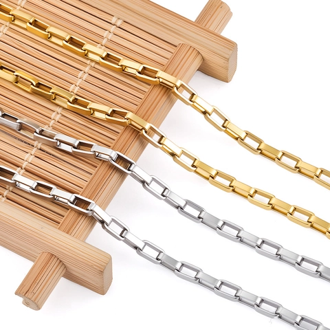 Minimalist Stainless Steel Rectangular Paperclip Link Chain For DIY Jewelry Making Findings Necklace Bracelet Accessories