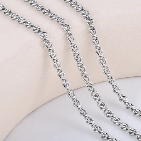 Chaîne Torsadée en Forme de 8 en Acier Inoxydable Chaîne Gourmette pour Création de Collier Bracelet DIY Style Punk Argent