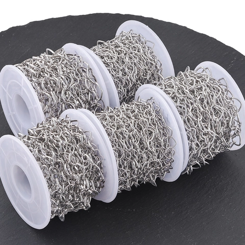 Stainless Steel Heart Link Chain For DIY Jewelry Making Love Shape Cable Extension Chain For Necklace Bracelet Steel Color