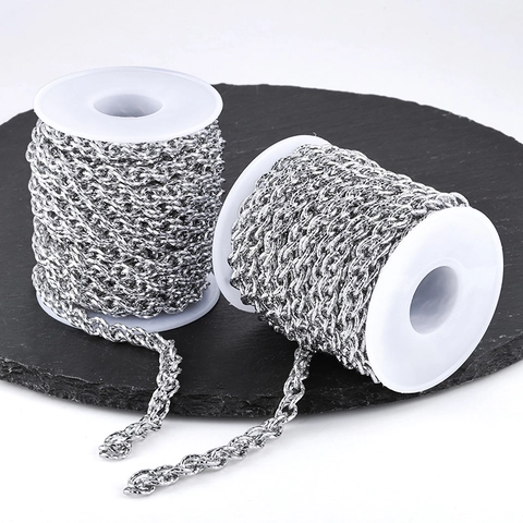 Αλυσίδα Σχοινί από Ανοξείδωτο Ατσάλι DIY Υλικά Κατασκευής Κοσμημάτων Διπλή Πλεκτή Αλυσίδα για Μενταγιόν