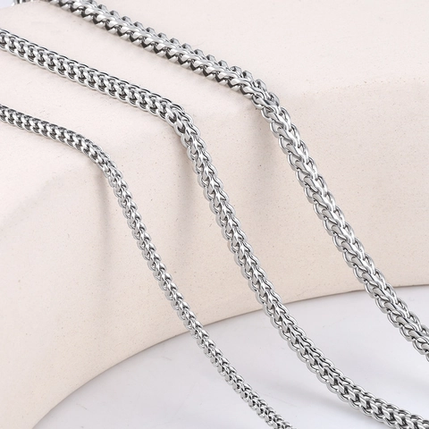 Chaîne de Blé Minimaliste en Acier Inoxydable Chaîne Spiga pour Fabrication de Bijoux DIY Colliers Bracelets Couleur Acier Accessoire