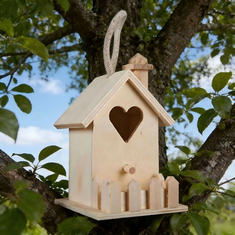 Handgemachtes Vogelhaus Aus Holz Dekoration Zum Aufhängen Für Den Garten Herzförmiges DIY Holzhäuschen Zum Bemalen Vogelhaus Heimdekor