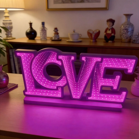 Creative LOVE Letter LED Infinite Mirror Tunnel Light USB Powered Pink Purple Neon Glow For Valentine Day Home Decor Gift