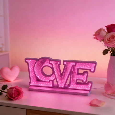 Creative LOVE Letter LED Infinite Mirror Tunnel Light USB Powered Pink Purple Neon Glow For Valentine Day Home Decor Gift