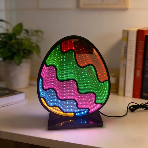 RGB LED Infinity Mirror Tunnel Lamp Easter Egg Shape Night Light USB Powered Creative Home Decor Festive Mood Light