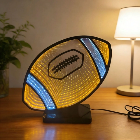 Specchio Infinito LED Lampada Football 3D Rugby Luce Notturna USB Scrivania Decorativa Lampada Atmosfera per Camera da Letto