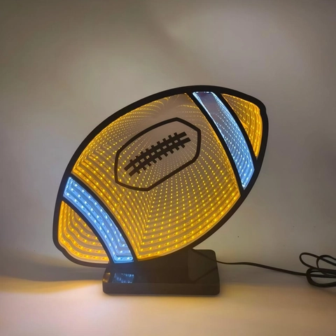 Specchio Infinito LED Lampada Football 3D Rugby Luce Notturna USB Scrivania Decorativa Lampada Atmosfera per Camera da Letto