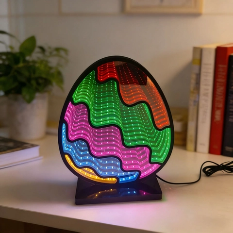 RGB LED Infinity Mirror Tunnel Lamp Easter Egg Shape Night Light USB Powered Creative Home Decor Festive Mood Light