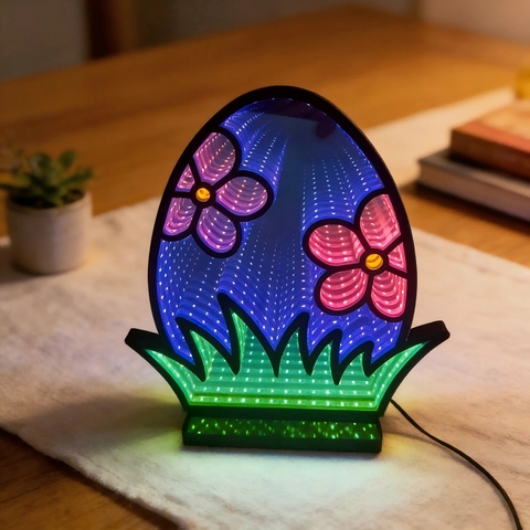 Easter Egg LED Infinity Mirror Tunnel Lamp Creative 3D Floral Decorative Night Light For Home Festival USB Powered