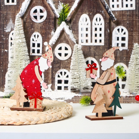 Nordisch Holz Weihnachten Weihnachtsmann Tischschmuck Laserschnitt Festliche Holz Dekoration Für Heim Büro Feiertag Party Geschenk