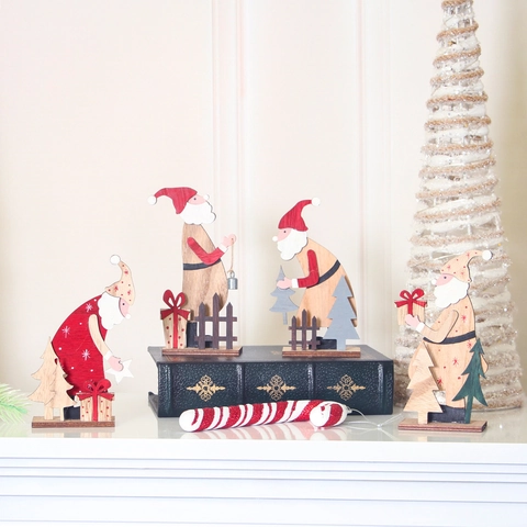 Nordisch Holz Weihnachten Weihnachtsmann Tischschmuck Laserschnitt Festliche Holz Dekoration Für Heim Büro Feiertag Party Geschenk