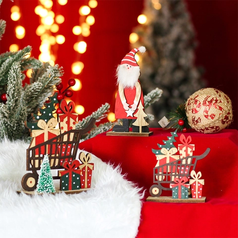 Weihnachten Holz Weihnachtsmann Tischdekoration Bemalter Weihnachtsbaum Geschenkbox Dekoration Für Zuhause Feiertag Geschenke