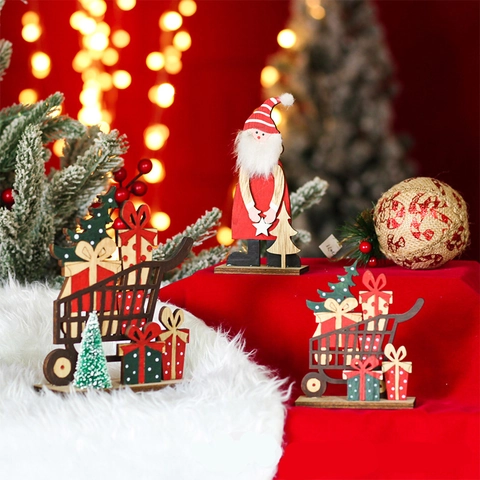 Kerst Houten Kerstman Bureau Ornament Beschilderde Kerstboom Cadeauverpakking Decoratie Voor Huis Tafel Vakantie Cadeaus