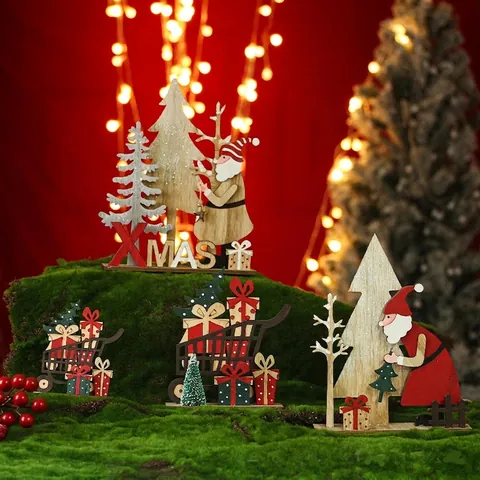 Kerst Houten Kerstman Bureau Ornament Beschilderde Kerstboom Cadeauverpakking Decoratie Voor Huis Tafel Vakantie Cadeaus