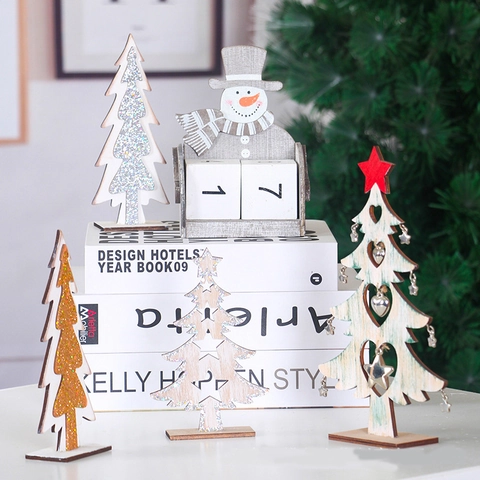 Wooden Christmas Snowman Advent Calendar Tabletop Ornament Hand Painted Christmas Tree Decor For Home Xmas Holiday Party Gift