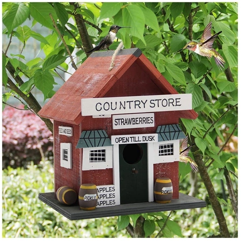 Casetta per Uccelli Vintage in Legno Mangiatoia per Uccelli Sospesa Stile Rustico Negozio di Campagna Decorazione da Giardino