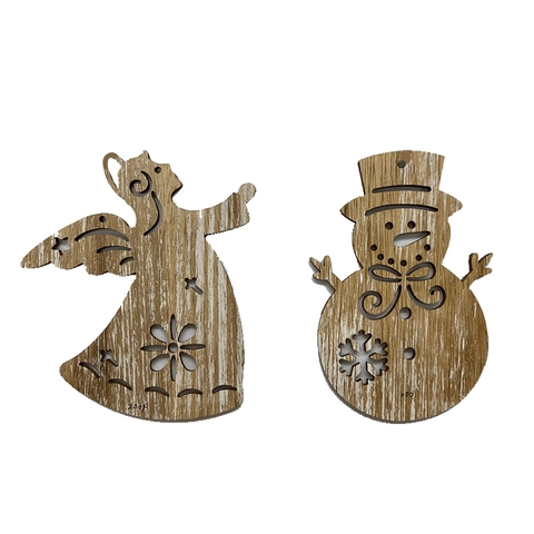 Rustikale Weihnachten Holz Hängende Dekoration Schneemann Engel Kardinal Hund Muster Holzschild Für Weihnachtsbaum Home Party Dekor