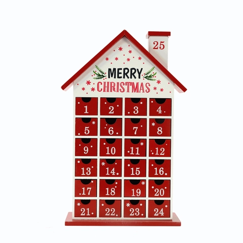 Calendrier De L'Avent En Bois Forme De Maison Avec Tiroirs Calendrier De Compte À Rebours Pour Décoration De Fête Noël