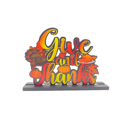 Thanksgiving Wooden Desktop Ornament Turkey Pumpkin Autumn Harvest Decorative Table Stand For Home Party Indoor Decor
