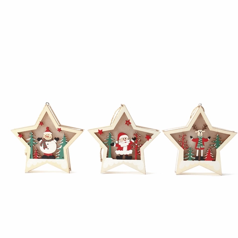 LED Weihnachten Stern Holz Ornament Nordisch Buchsbaum Weihnachtsmann Schneemann Rentier Für Weihnachtsbaum Dekoration Geschenk