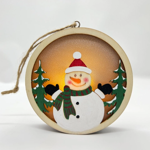 Christmas LED Glowing Wooden Ornament Santa Claus Reindeer Snowman Night Light Xmas Desktop Decoration Hanging Ornament Gifts