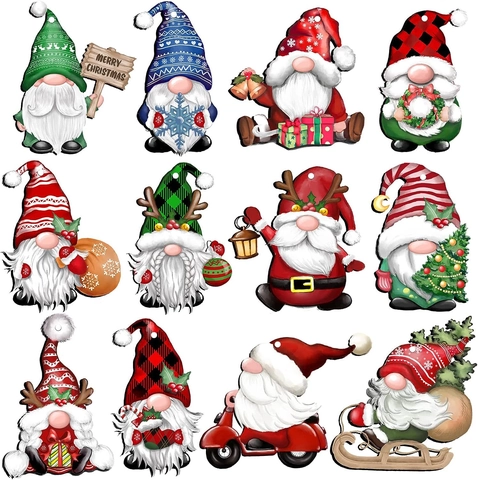 Pendentifs Gnomes de Noël en Bois Ornements Tomte Suédois de Dessin Animé pour Sapin de Noël Maison Fête Décoration Suspendue