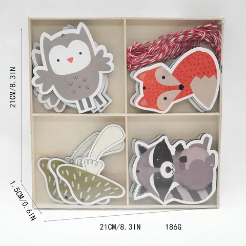 Set Ornamenti Natalizi Animali in Legno Gufo Volpe Procione Fungo Pendenti Appesi Per Decorazione Casa Vacanze Regalo
