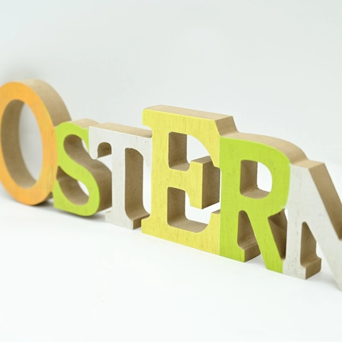 Ostern Holz Tischdeko Mehrfarbig Buchstaben OSTERN Dekoration Für Zuhause Tisch Party Rustikaler Stil Feiertagsdekoration