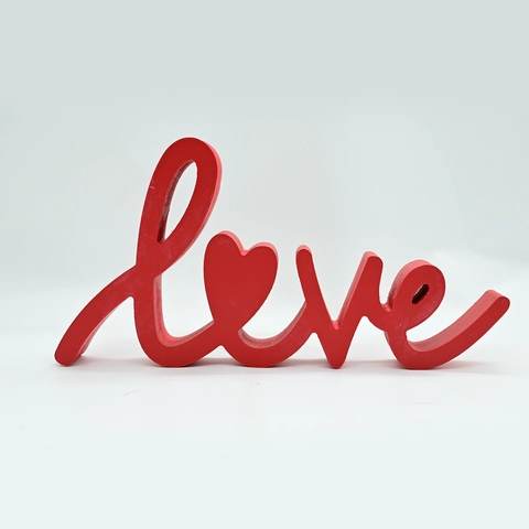 Ornement de Table en Bois Lettre Love Saint-Valentin Rouge Blanc Forme de Cœur Mariage Romantique Décoration de Maison Cadeau