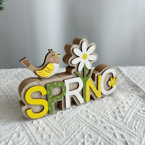 Holz Frühlingsbuchstaben Tischdeko Mit Vogel Blume Dekorativ Rustikal Ostern Holzschild Desktop Ornament Dekoration
