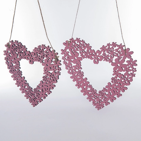 Ghirlanda Floreale Romantica a Forma di Cuore in Legno Decorazione da Appendere Tagliata al Laser per Casa Matrimonio Regalo