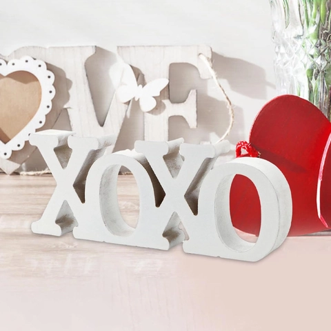 Décoration de Table Lettres XOXO de la Saint Valentin Ornement de Table en Bois Cœur Mariage Romantique Décor Bureau Cadeau
