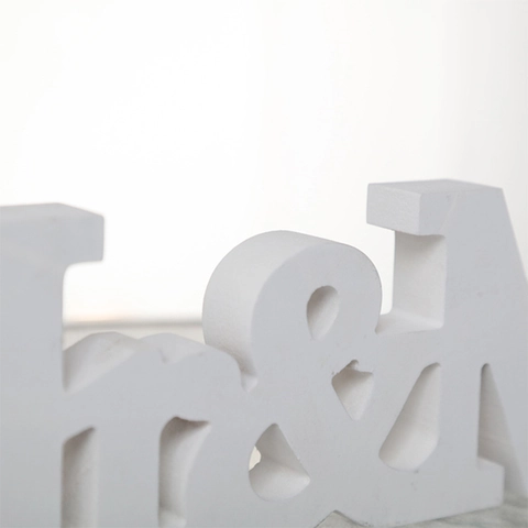 Wooden Mr & Mrs Letter Ornament White Matte Hollow Out Wedding Party Decoration Home Decor Photography Props Table Sign