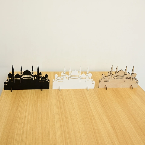 Lasergeschnittenes Buchsbaum Moschee Silhouette Ornament Für Ramadan Eid Heim Büro Dekor Minimalistische Desktop Architektur Skulptur