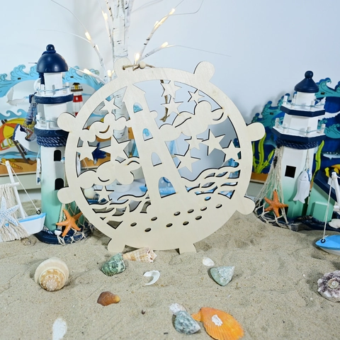 Sommer Nautik Stil DIY Holz Anker Leuchtturm Hängeschild Mediterranes Thema Marine Anhänger Home Party Wand Deko