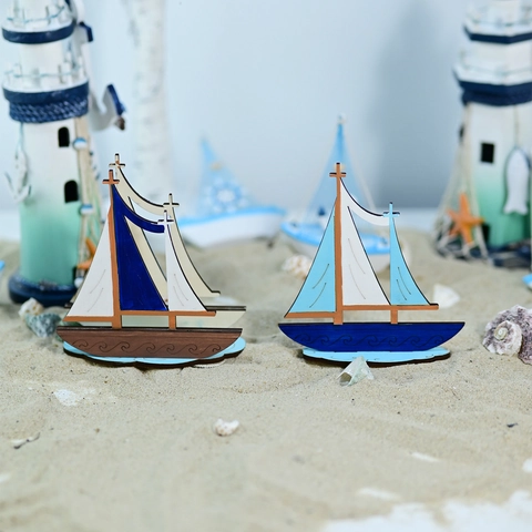 Modèle de Voilier en Bois Nautique Méditerranéen Décoration de Bureau à Domicile Créative Faite à la Main Ornement de Voilier Miniature