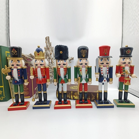 Casse-Noisette en Bois Soldat Roi Tambour Ornement de Noël Traditionnel Figurine Peinte à la Main Décoration de Table Maison