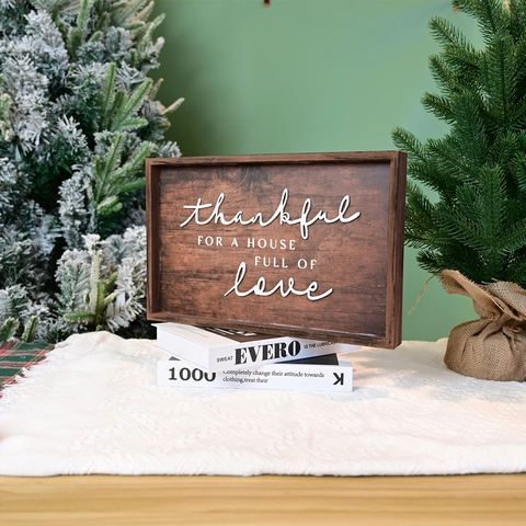 Targa da Parete in Legno MDF American Vintage Con Lettere 3D Cartello Appeso Citazione Thankful per Casa Bar Giardino Decorazione