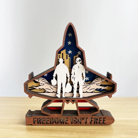 Ornamento Militare 3D in Legno Intagliato Multistrato Caccia Carro Armato Proiettile Arredamento Desktop per il Giorno dell'Indipendenza