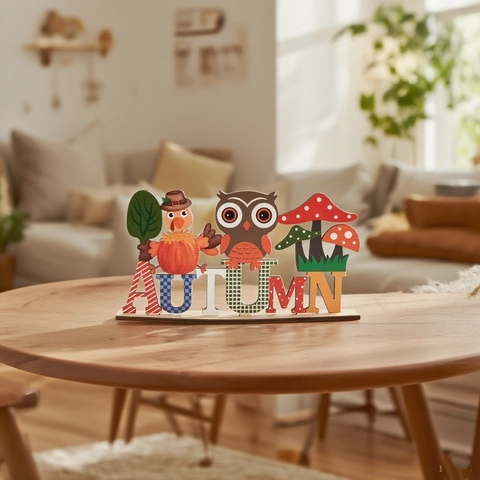 Décoration de Table en Bois pour Action de Grâce Blocs de Lettres Autumn Welcome Harvest avec Dinde Hibou Citrouille