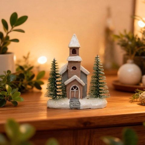 Weihnachten Miniatur PVC Haus Schnee Landschaft Ornamente Europäische Kirche Haus Mikro Landschaft Festlich Schreibtisch Feiertag Deko