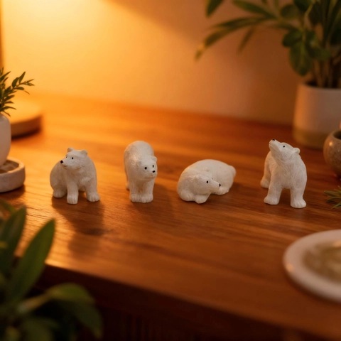 Kreative Mini Eisbären Figuren Set Für Mikro-Landschaft DIY Garten Deko PE Weiß Tier Skulptur Heim Schreibtisch Ornamente