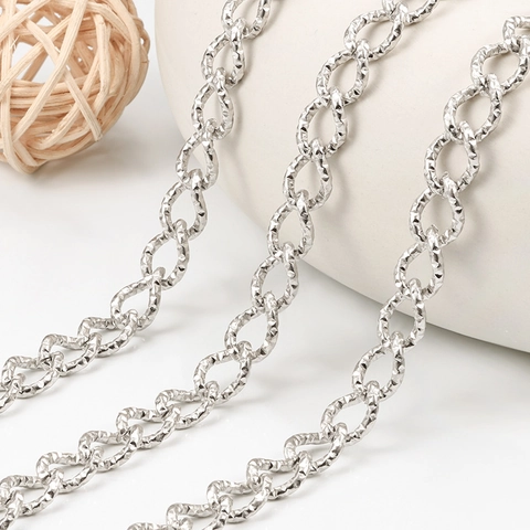 Chaîne Gourmette en Acier Inoxydable pour Bijoux DIY Composants de Chaîne en Métal Texturé pour Collier Bracelet DIY