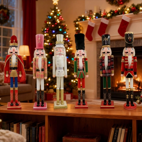 Handmade Painted Wooden Nutcracker King Soldier Figurine For Christmas Decoration Traditional Nordic Home Desk Ornament Holiday Gift
