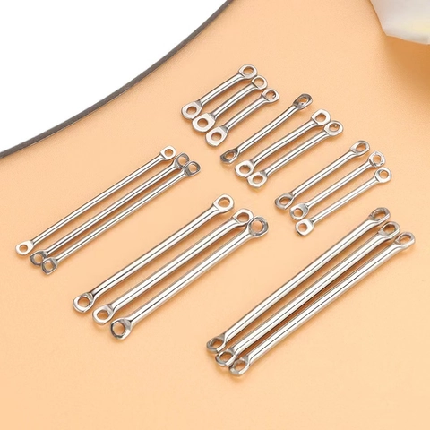 Stainless Steel Double Hole Connector Bar Twisted Patterned Link Rod For DIY Jewelry Making Necklace Bracelet Finding