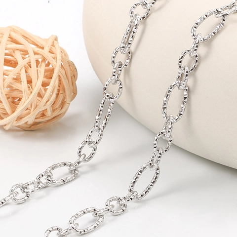 Stainless Steel Patterned O Chain Diamond Cut Cross Links DIY Necklace Bracelet Jewelry Making Accessories Unisex Metal Chain